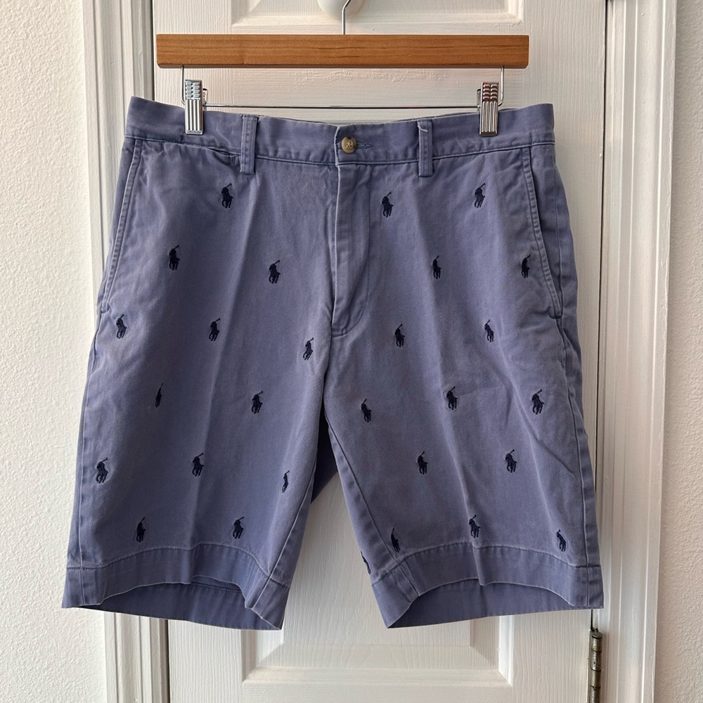 Ralph Lauren Men's Light Blue Embroidered Shorts